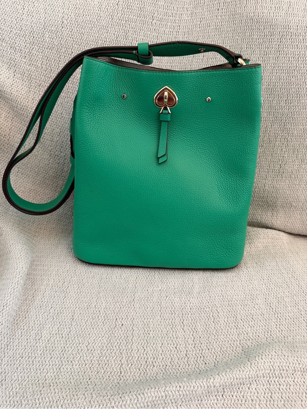 Kate Spade NY Marti Green Leather Large Bucket Shoulder Bag